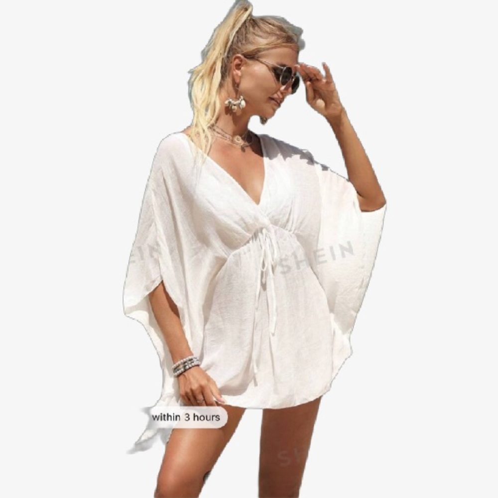 SHEIN white swim cover up OS